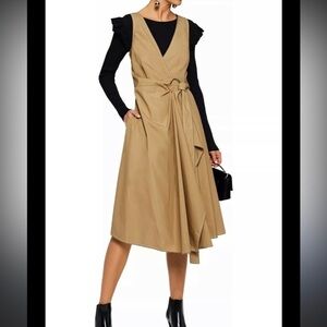 DEREK LAM 10 CROSBY Cotton Poplin Gathered Wrap Dress size 4 NWT